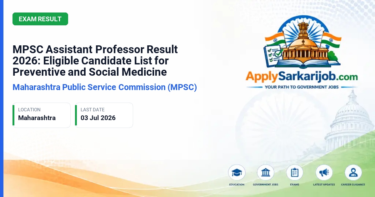 Maharashtra Public Service Commission (MPSC) - Assistant Professor (Preventive and Social Medicine) Official Notification Poster & Schedule