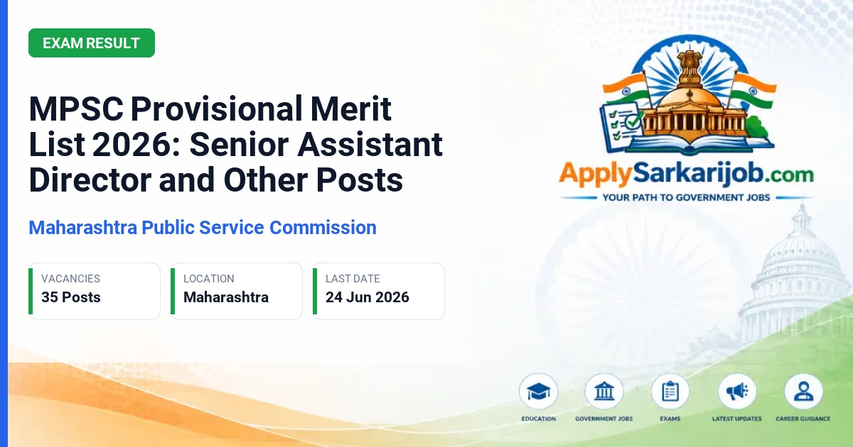 Maharashtra Public Service Commission (MPSC) - Senior Assistant Director, District Information Officer, Senior Sub-Editor, Public Relations Officer Official Notification Poster & Schedule