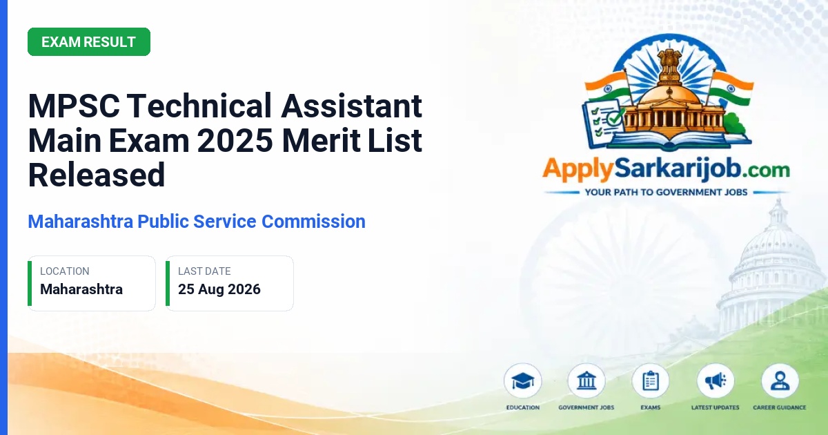 Maharashtra Public Service Commission (MPSC) - Technical Assistant Official Notification Poster & Schedule