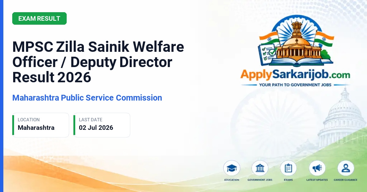 Maharashtra Public Service Commission (MPSC) - Zilla Sainik Welfare Officer / Deputy Director Official Notification Poster & Schedule