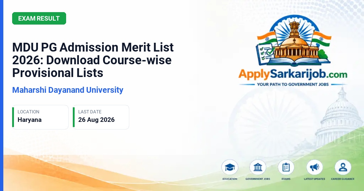 Maharshi Dayanand University (MDU) - PG Admissions 2026-27 Official Notification Poster & Schedule
