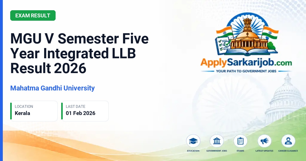 Mahatma Gandhi University (MGU) - MGU V Semester Five Year Integrated LLB Result 2026 Official Notification Poster & Schedule