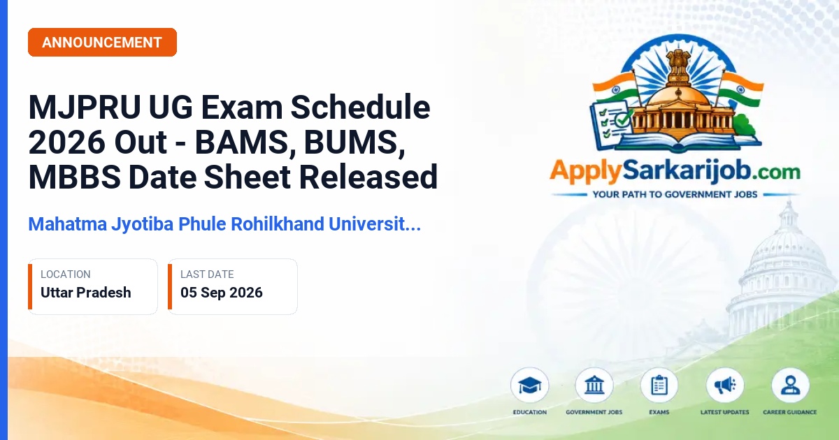 Mahatma Jyotiba Phule Rohilkhand University Bareilly - UG Main & Supplementary Exams (BAMS, BUMS, MBBS) Official Notification Poster & Schedule
