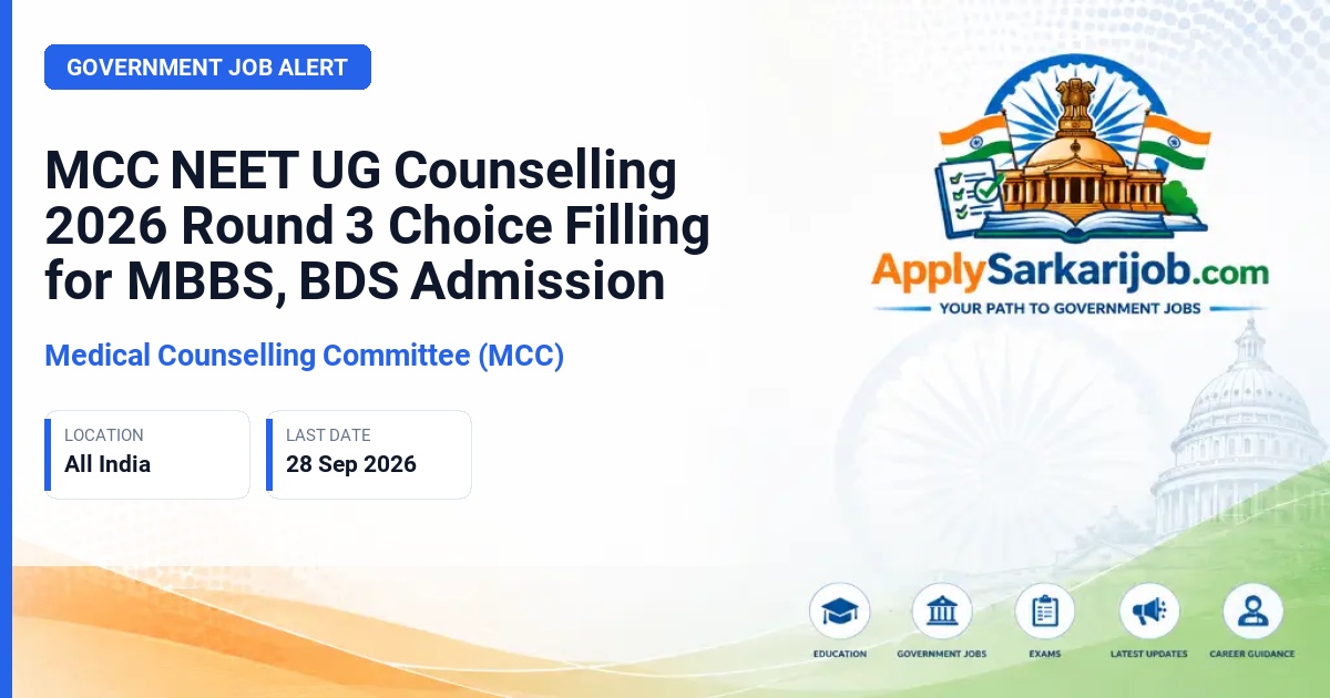 Medical Counselling Committee (MCC) - NEET UG Counselling Round 3 Official Notification Poster & Schedule