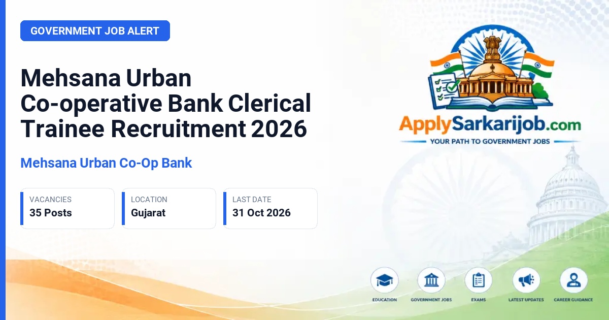 Mehsana Urban Co-Op Bank - Clerical Trainee Official Notification Poster & Schedule