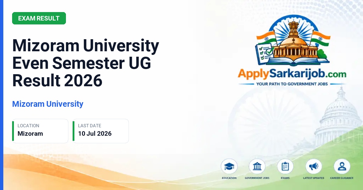 Mizoram University - Mizoram University Even Semester UG Result 2026 Official Notification Poster & Schedule
