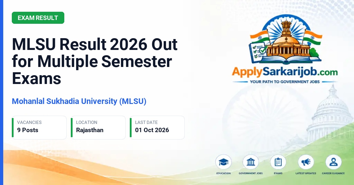 Mohanlal Sukhadia University (MLSU) - Examination Result Official Notification Poster & Schedule