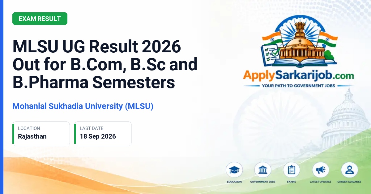 Mohanlal Sukhadia University (MLSU) - UG Semester Results Official Notification Poster & Schedule