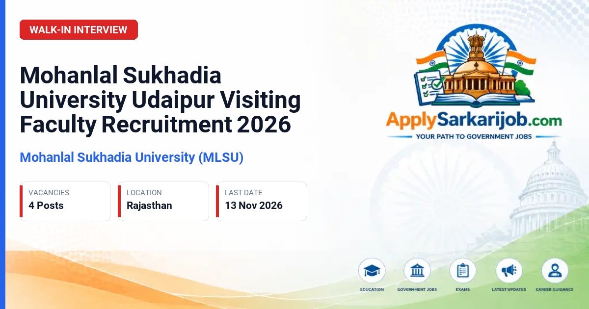 Mohanlal Sukhadia University (MLSU) - Visiting Faculty Official Notification Poster & Schedule