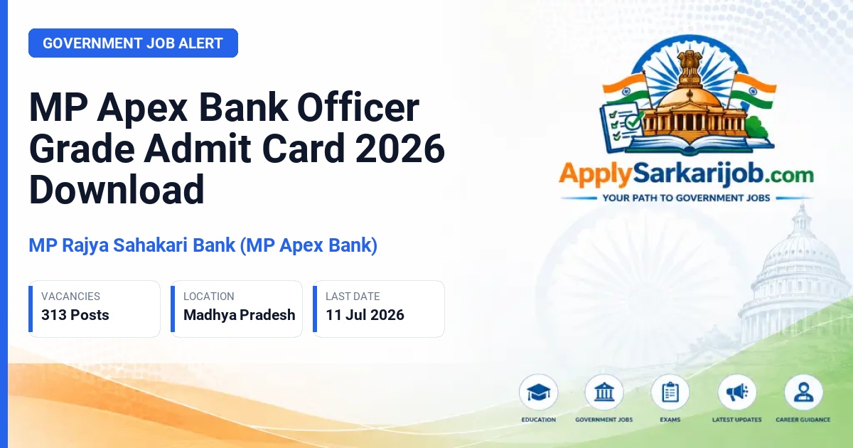 M.P. Rajya Sahakari Bank Maryadit (MP Apex Bank) - Officer Grade (Branch Manager, Accountant, Computer Programmer, Financial Analyst, Internal Auditor, Computer Programmer-II) Official Notification Poster & Schedule