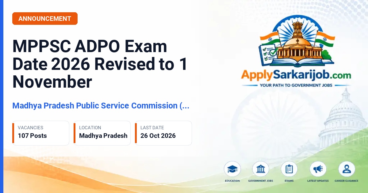 Madhya Pradesh Public Service Commission (MPPSC) - Assistant District Public Prosecution Officer (ADPO) Official Notification Poster & Schedule