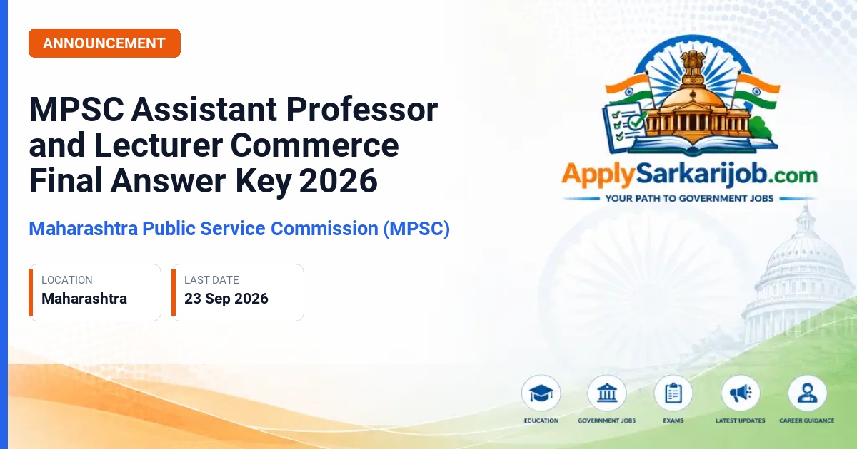 Maharashtra Public Service Commission (MPSC) - Assistant Professor (Commerce) and Lecturer (Commerce) Official Notification Poster & Schedule
