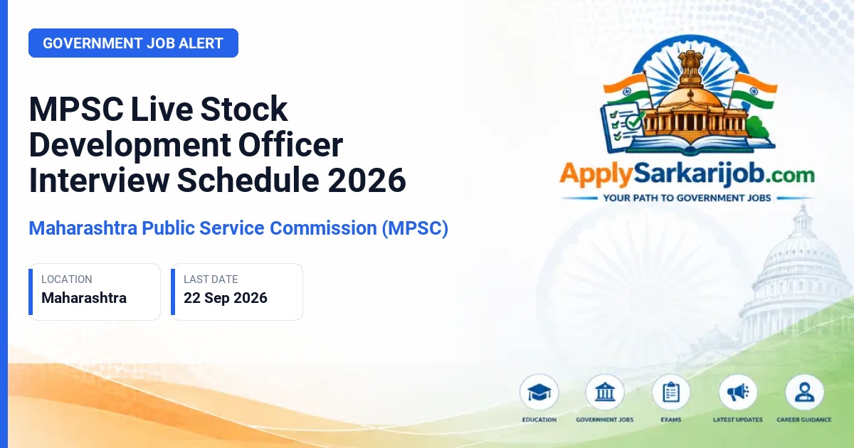 Maharashtra Public Service Commission (MPSC) - Live Stock Development Officer Official Notification Poster & Schedule