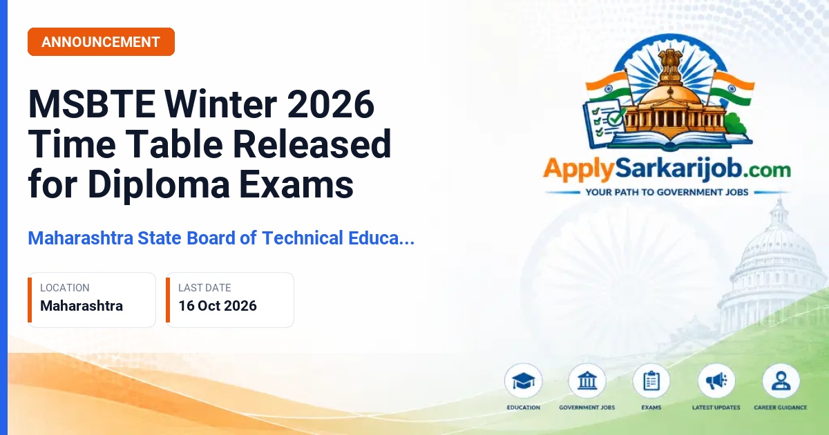 Maharashtra State Board of Technical Education (MSBTE) - Winter 2026 Time Table Official Notification Poster & Schedule