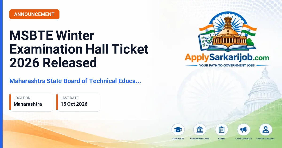 Maharashtra State Board of Technical Education (MSBTE) - Winter Examination Hall Ticket Official Notification Poster & Schedule