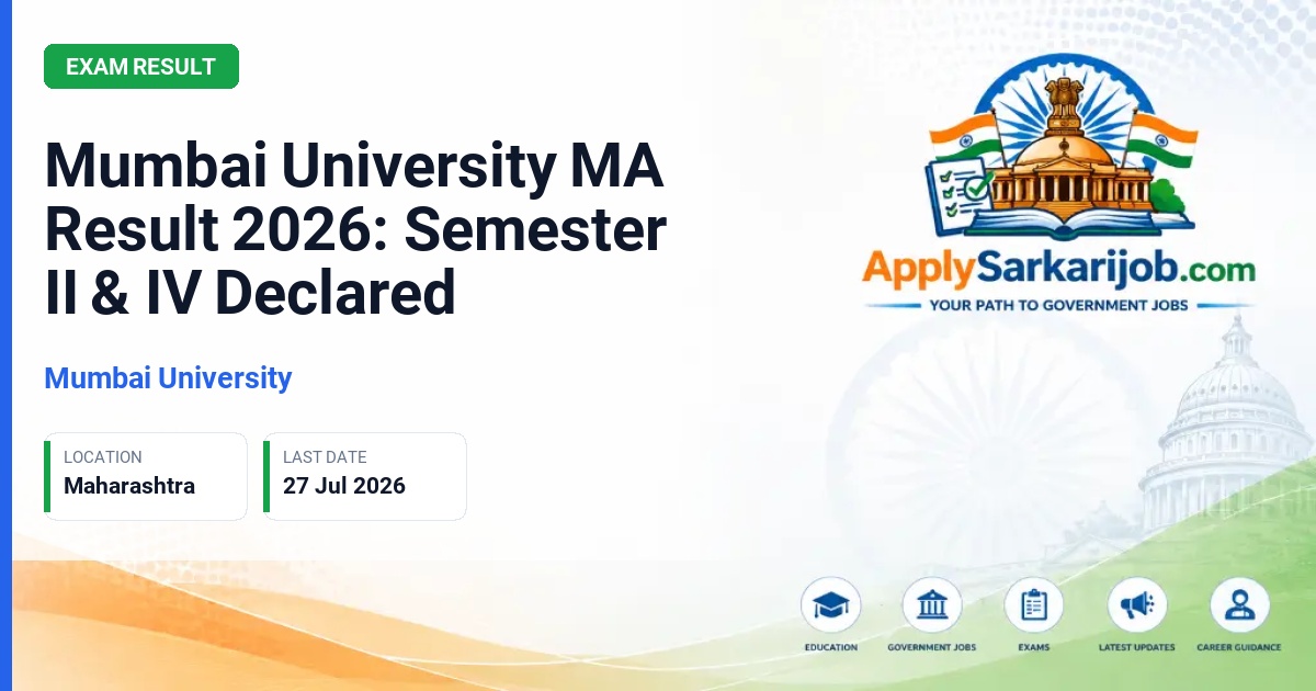 University of Mumbai - Mumbai University MA Result 2026: Semester II & IV Declared Official Notification Poster & Schedule
