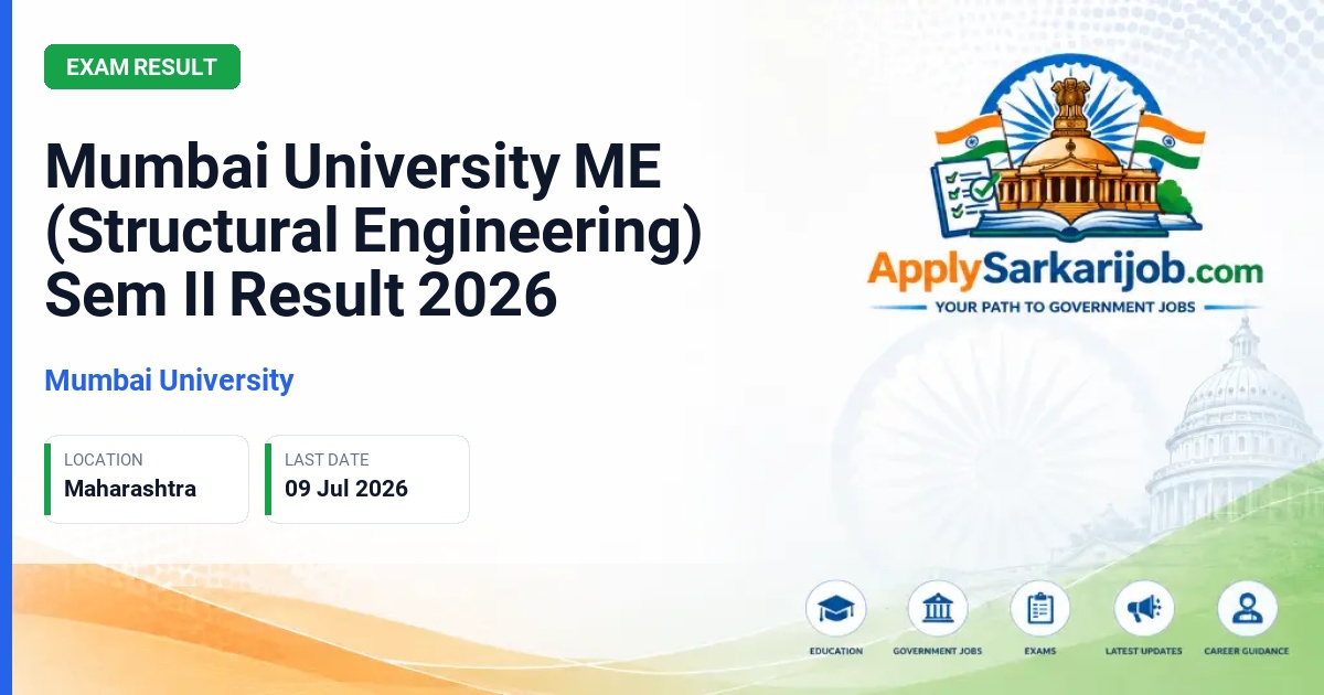 University of Mumbai - Mumbai University ME (Structural Engineering) Sem II Result 2026 Official Notification Poster & Schedule