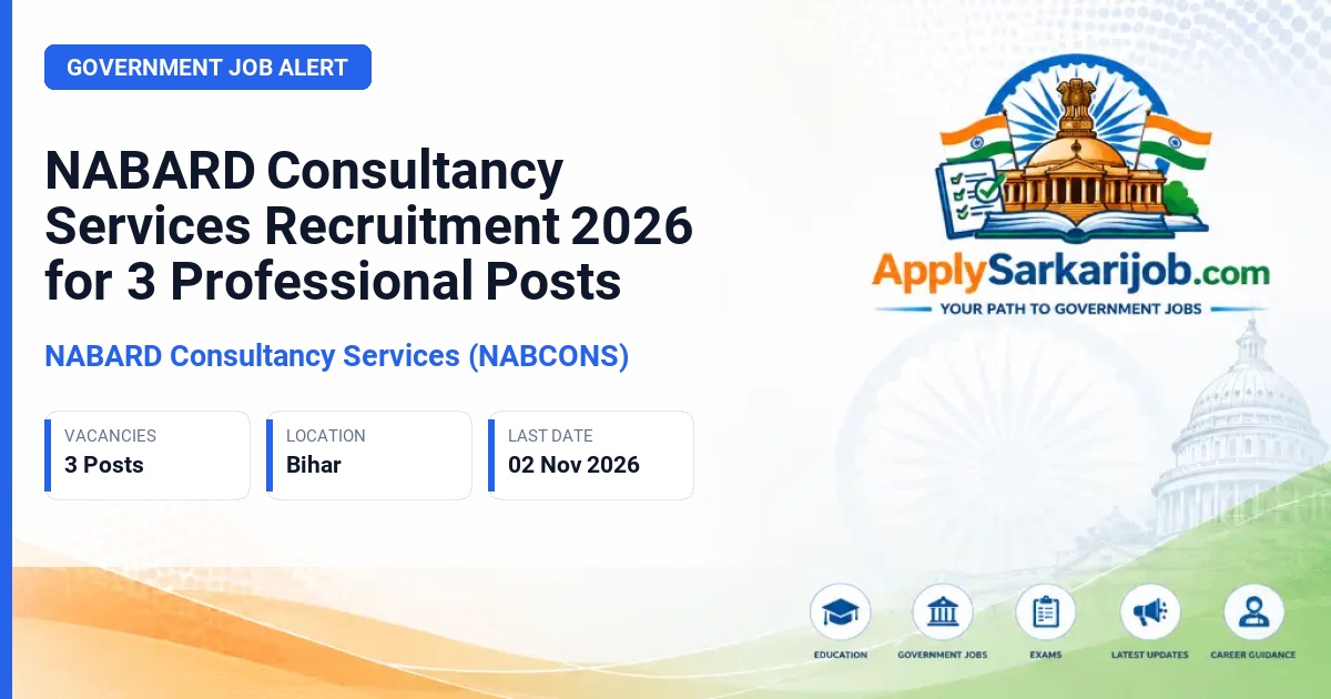 NABARD Consultancy Services (NABCONS) - PMU Lead, Tech/Digital Expert, Accounting & Financial Management Expert Official Notification Poster & Schedule