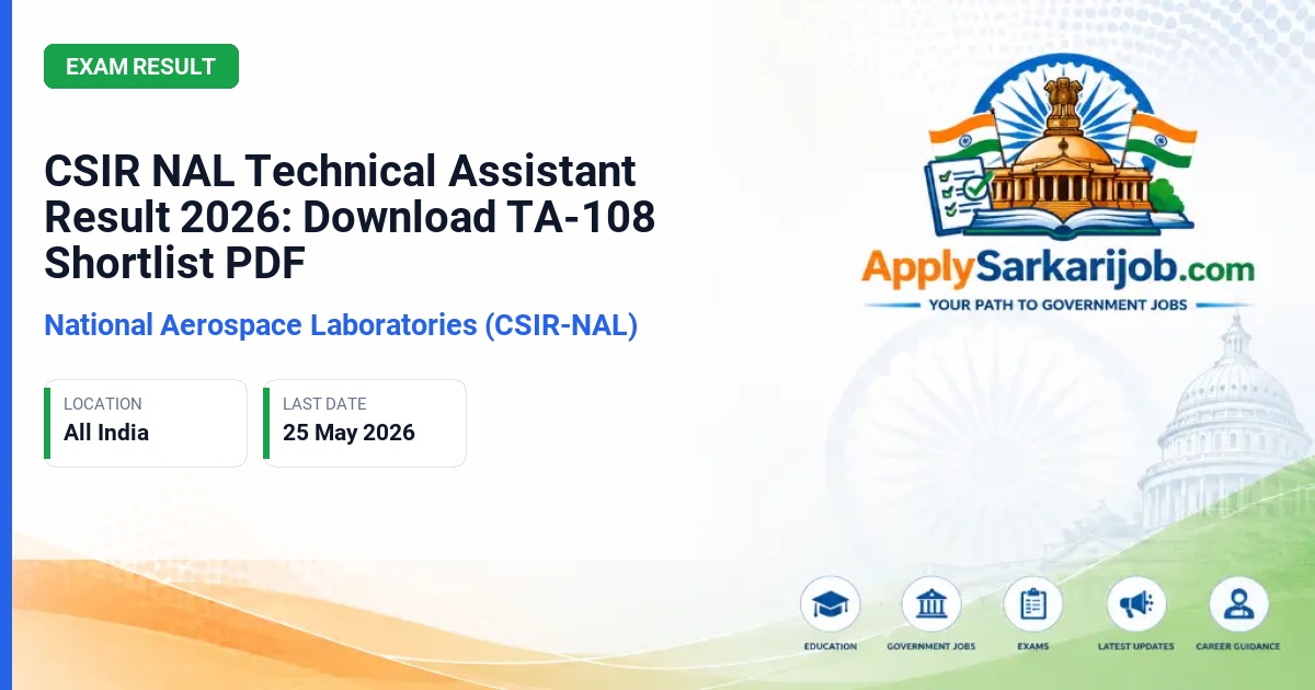 CSIR National Aerospace Laboratories - Technical Assistant (Post Code: TA-108) Official Notification Poster & Schedule