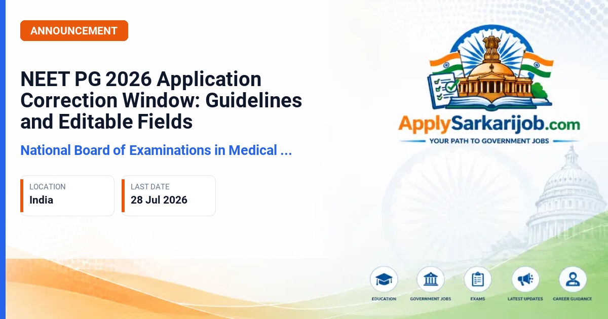 National Board of Examinations in Medical Sciences (NBEMS) - Post Graduate Medical Entrance (NEET PG) Official Notification Poster & Schedule