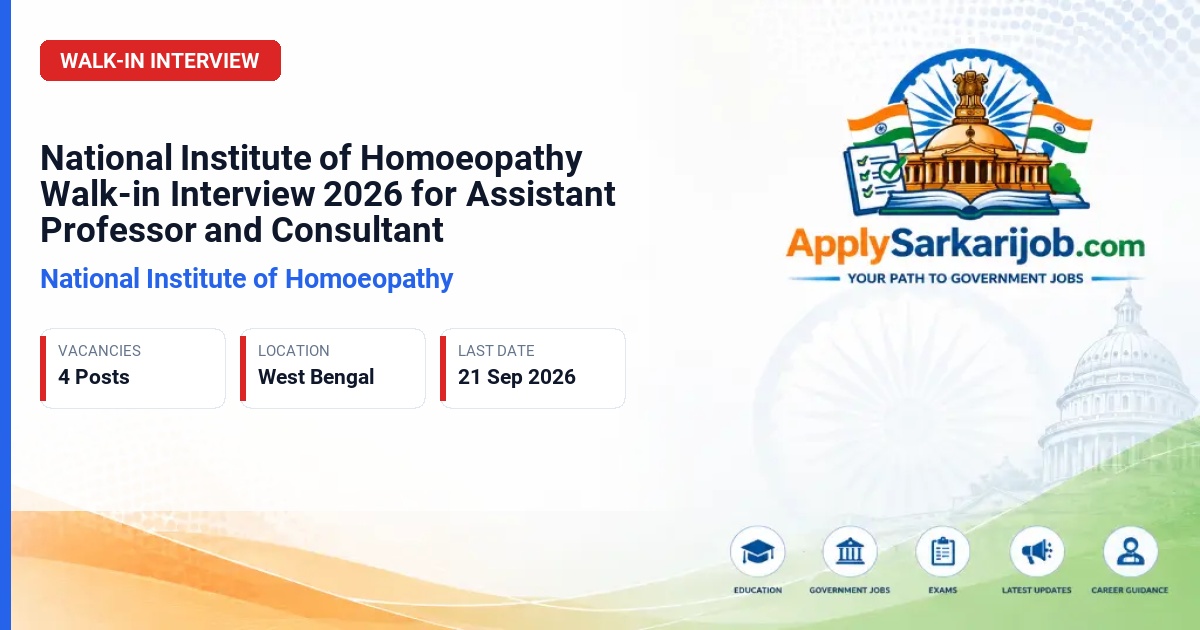 National Institute of Homoeopathy - Assistant Professor & Consultant Official Notification Poster & Schedule