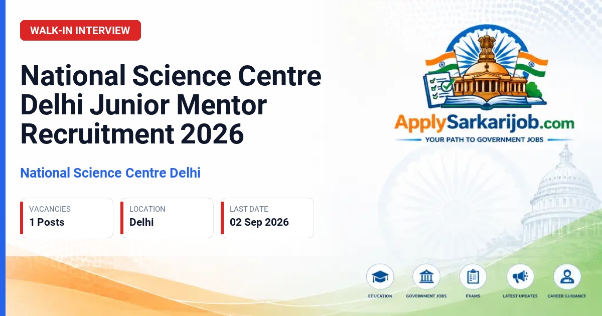 National Science Centre - Junior Mentor Official Notification Poster & Schedule