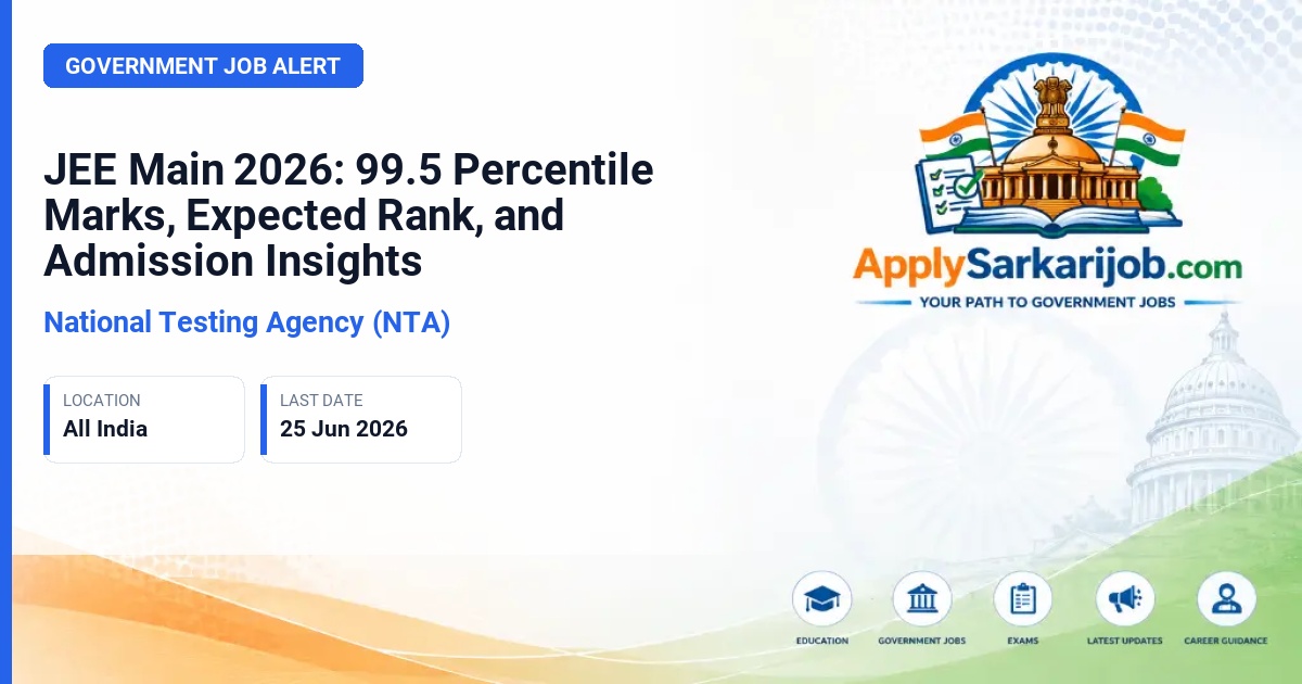 National Testing Agency (NTA) - JEE Main 2026: 99.5 Percentile Marks, Expected Rank, and Admission Insights Official Notification Poster & Schedule