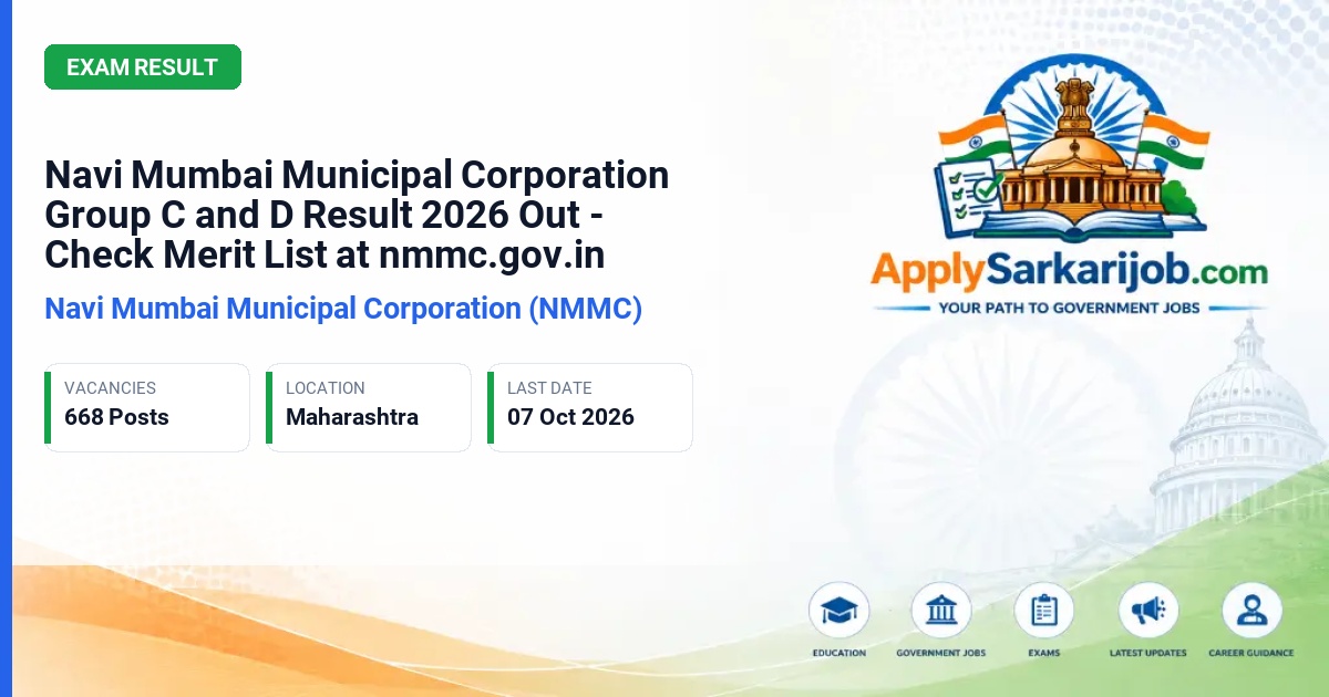 Navi Mumbai Municipal Corporation (NMMC) - Group C and D Cadres Official Notification Poster & Schedule