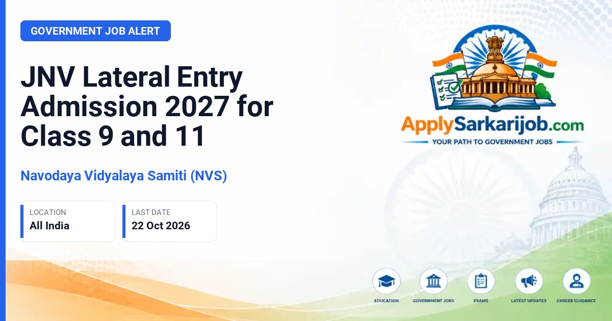 Navodaya Vidyalaya Samiti (NVS) - Lateral Entry Admission Official Notification Poster & Schedule