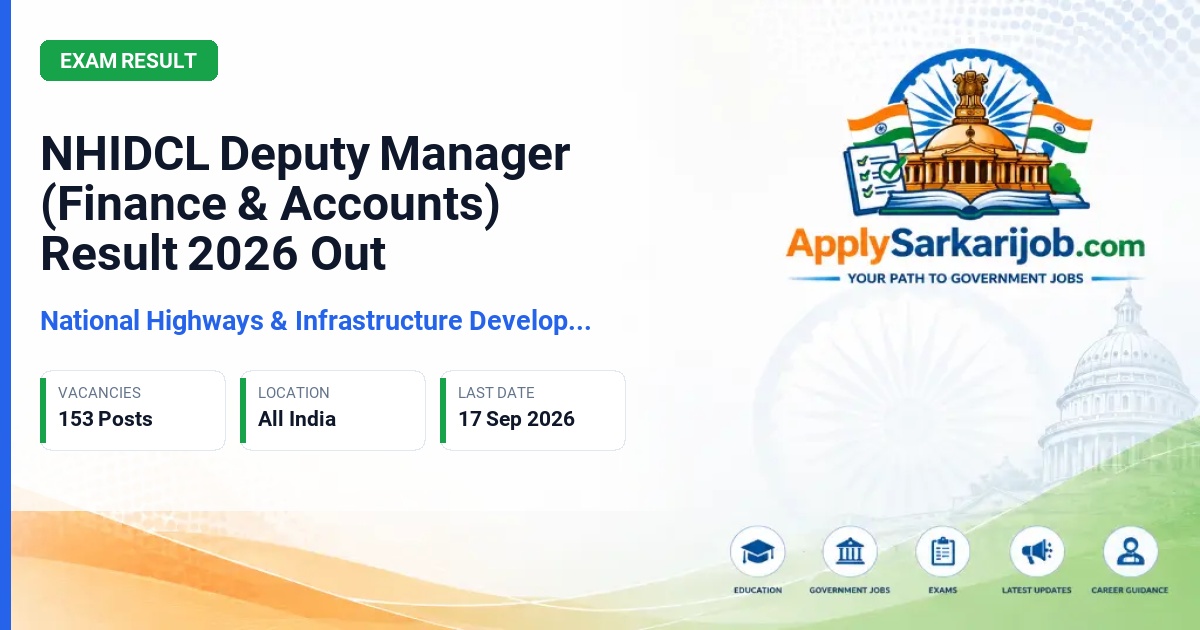 National Highways & Infrastructure Development Corporation Limited (NHIDCL) - Deputy Manager (Finance & Accounts) Official Notification Poster & Schedule