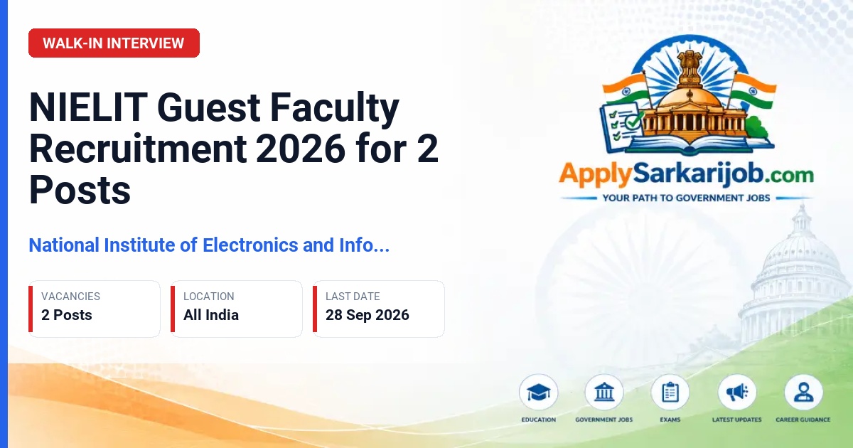 National Institute of Electronics and Information Technology (NIELIT) - Guest Faculty Official Notification Poster & Schedule
