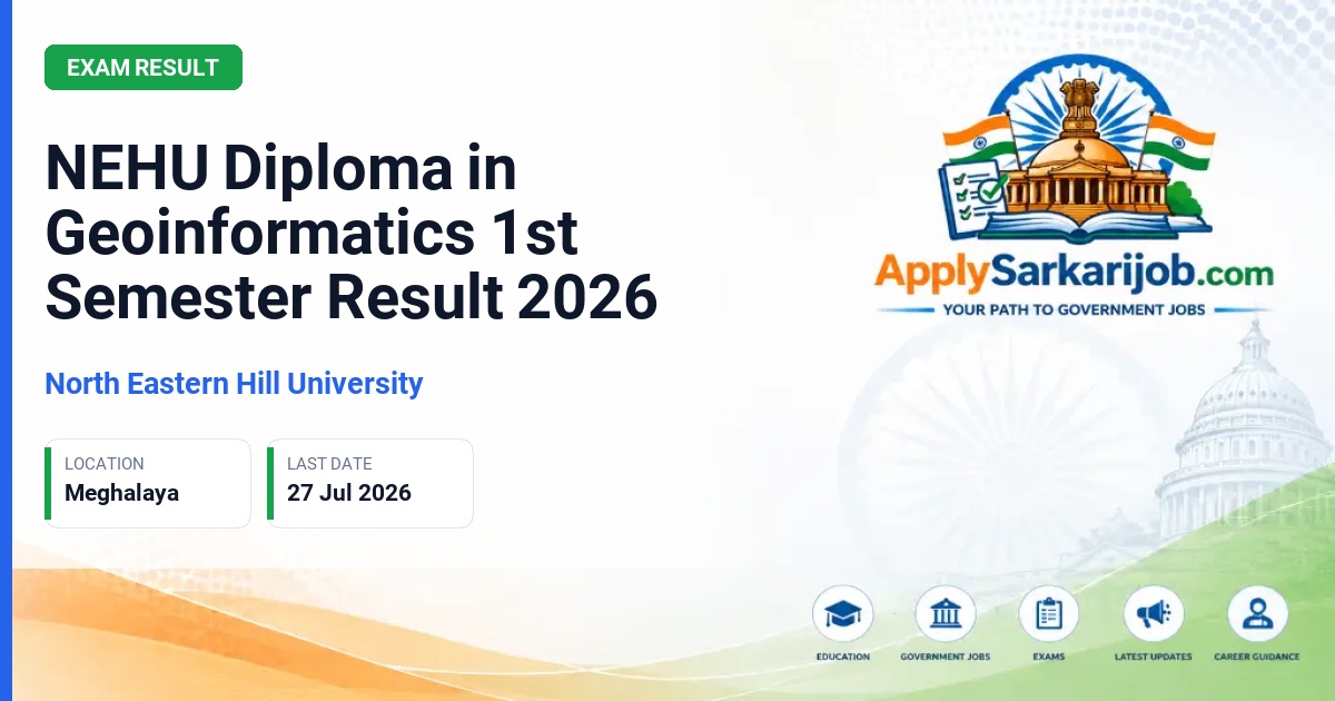 North-Eastern Hill University - NEHU Diploma in Geoinformatics 1st Semester Result 2026 Official Notification Poster & Schedule