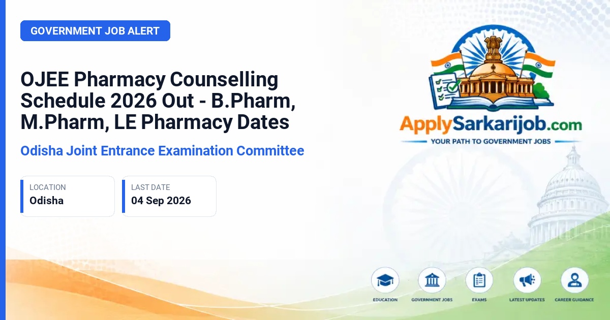 OJEE Committee - OJEE Pharmacy Web-Based Counselling 2026 Official Notification Poster & Schedule