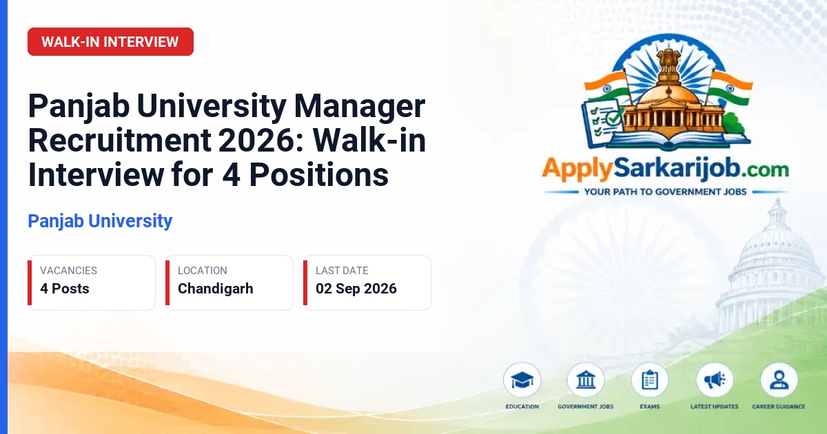Panjab University (PU) - Manager Official Notification Poster & Schedule