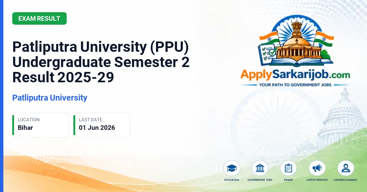 Patliputra University, Patna - Patliputra University (PPU) Undergraduate Semester 2 Result 2025-29 Official Notification Poster & Schedule