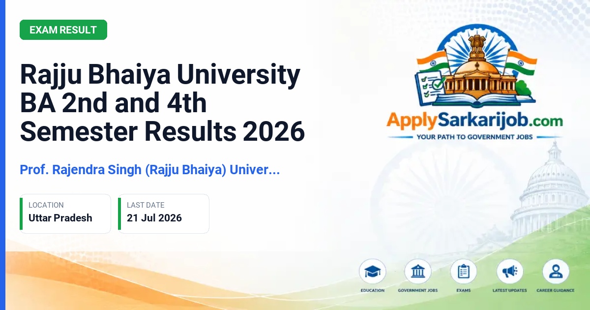 Prof. Rajendra Singh (Rajju Bhaiya) University - Rajju Bhaiya University BA 2nd and 4th Semester Results 2026 Official Notification Poster & Schedule
