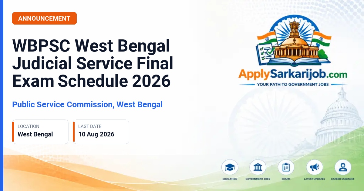 Public Service Commission, West Bengal - West Bengal Judicial Service Official Notification Poster & Schedule