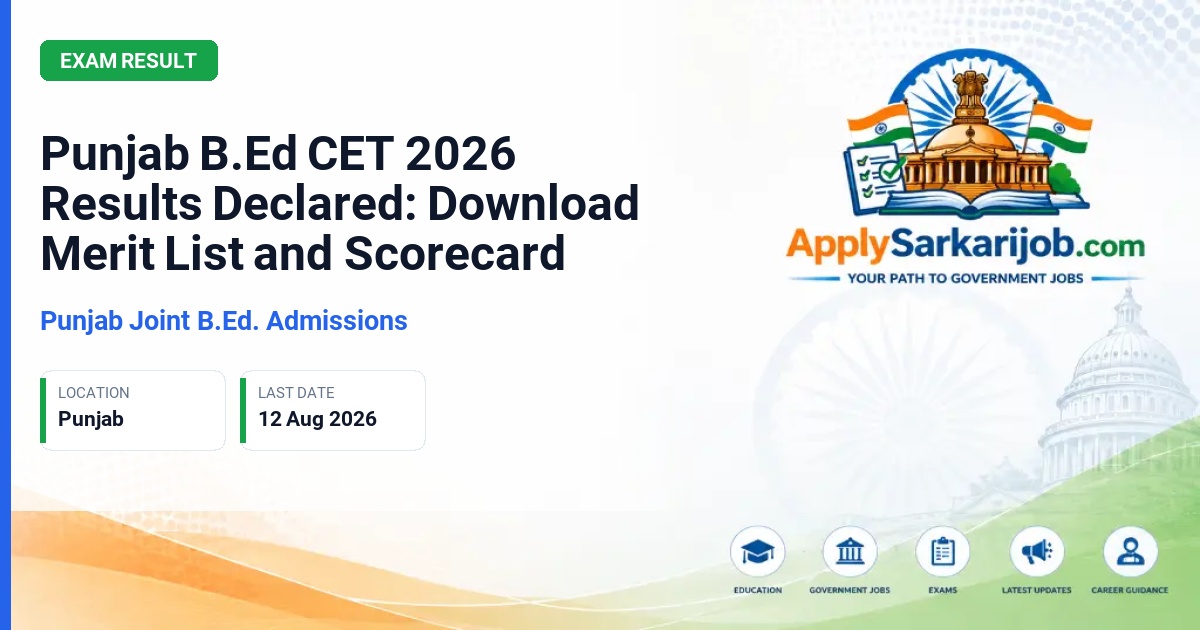 Punjab Joint B.Ed. Admissions - B.Ed Admission 2026 Official Notification Poster & Schedule