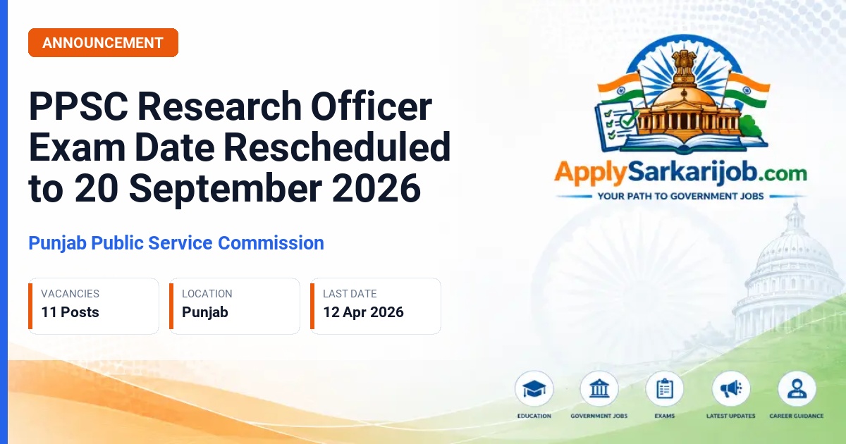 Punjab Public Service Commission - Research Officer (Group-A) Official Notification Poster & Schedule