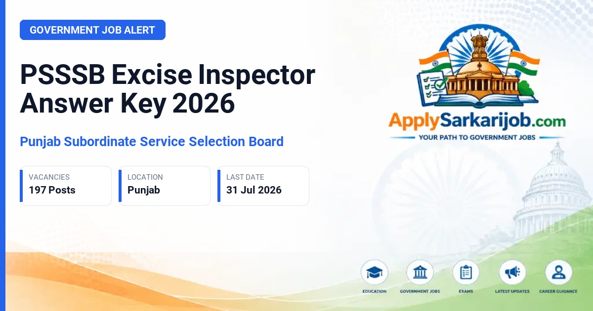 Punjab Subordinate Services Selection Board (PSSSB) - Excise Inspector Official Notification Poster & Schedule