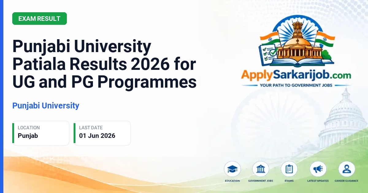 Punjab University - Punjabi University Patiala Results 2026 for UG and PG Programmes Official Notification Poster & Schedule