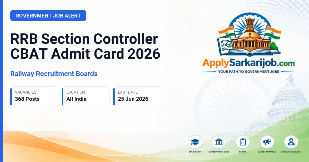 Railway Recruitment Board (RRB) - Section Controller Official Notification Poster & Schedule