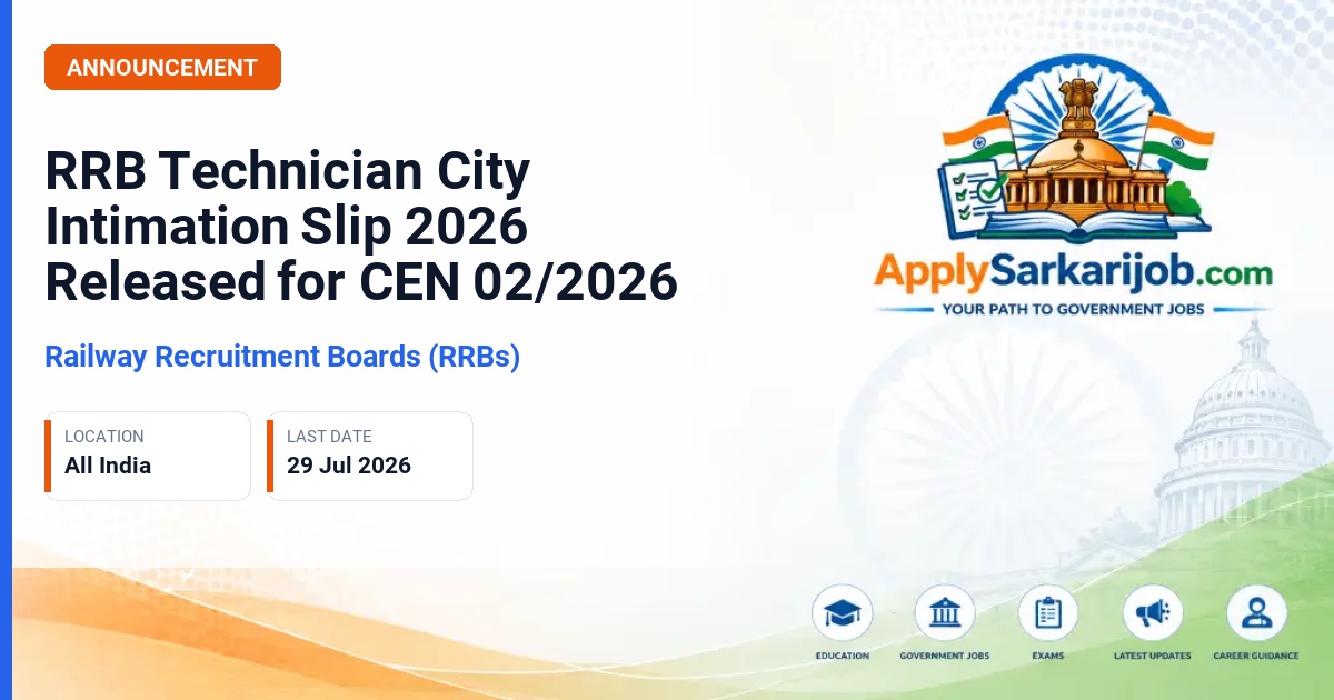 Railway Recruitment Boards (RRBs) - Technician Grade I Signal and Technician Grade III Official Notification Poster & Schedule