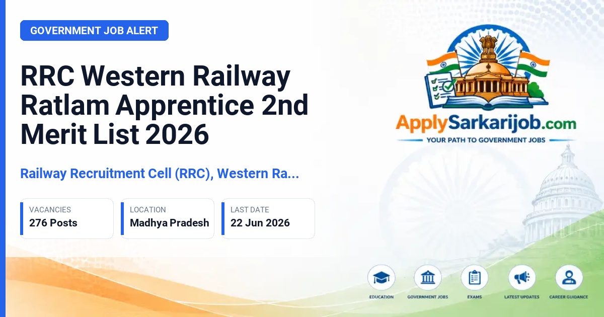 Railway Recruitment Cell (RRC), Western Railway - Act Apprentice Official Notification Poster & Schedule
