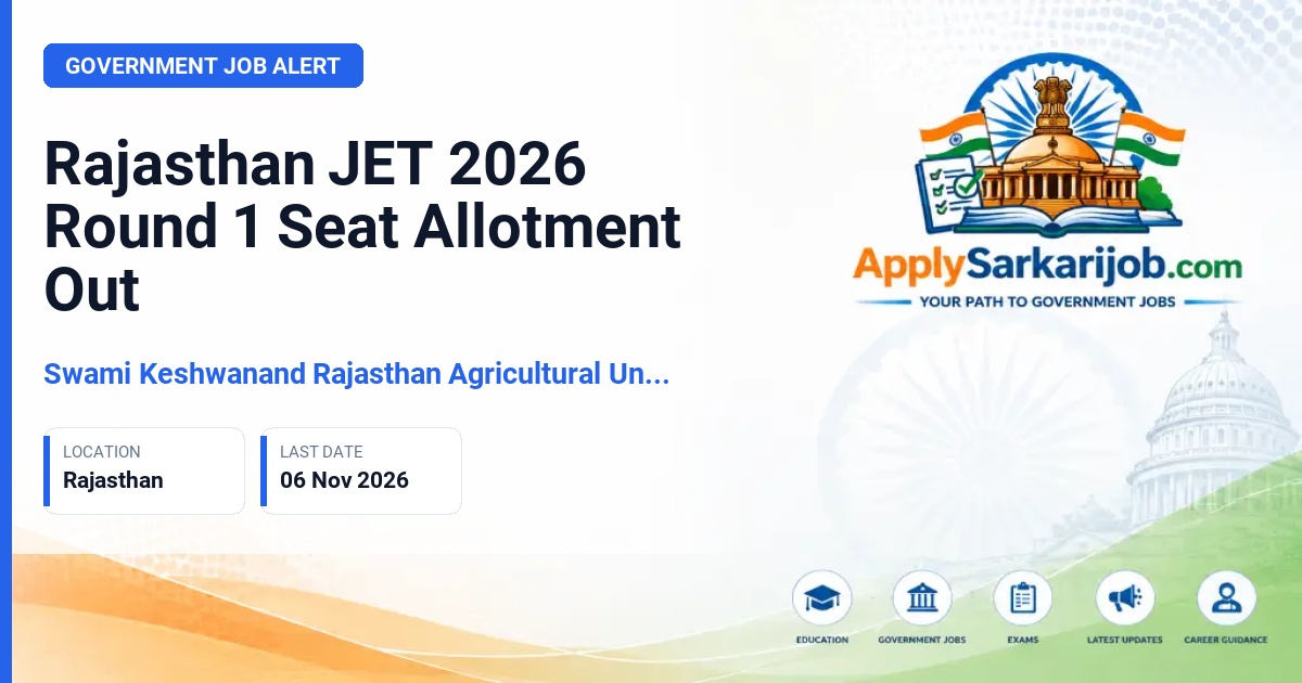 Swami Keshwanand Rajasthan Agricultural University (SKRAU), Bikaner - JET / Pre-PG / Pre-Ph.D Counselling 2026 Official Notification Poster & Schedule