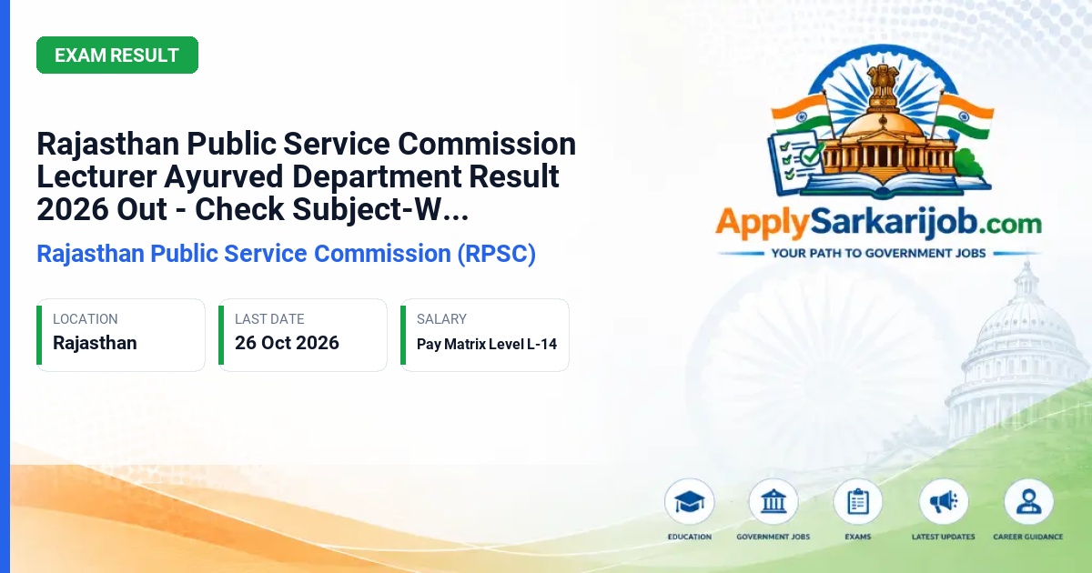 Rajasthan Public Service Commission (RPSC) - Lecturer (Ayurved Department) Official Notification Poster & Schedule