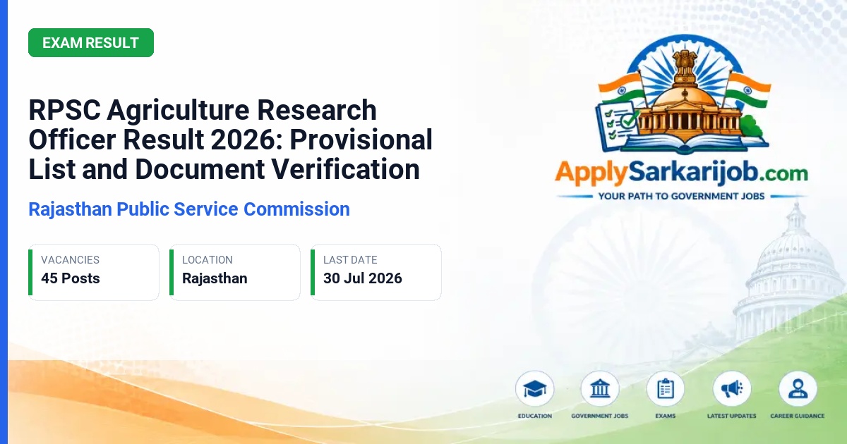 Rajasthan Public Service Commission (RPSC) - Agriculture Research Officer (Agriculture Chemistry) Official Notification Poster & Schedule