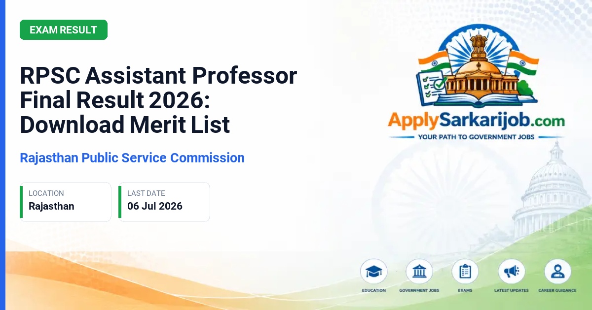 Rajasthan Public Service Commission (RPSC) - Assistant Professor Official Notification Poster & Schedule