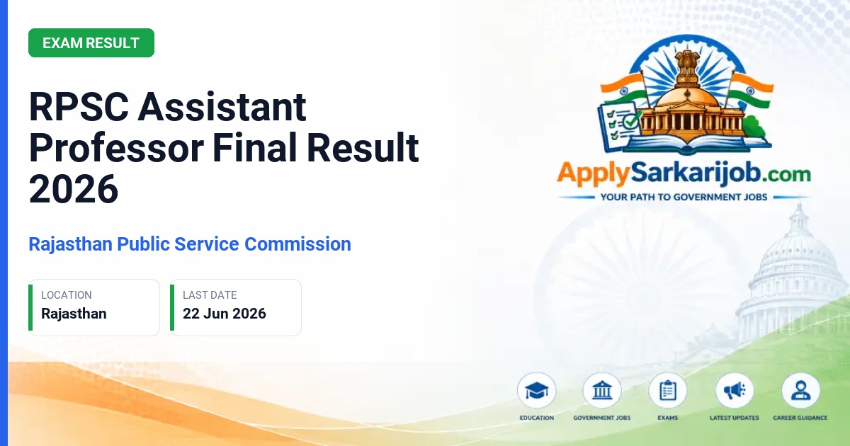 Rajasthan Public Service Commission (RPSC) - Assistant Professor Official Notification Poster & Schedule
