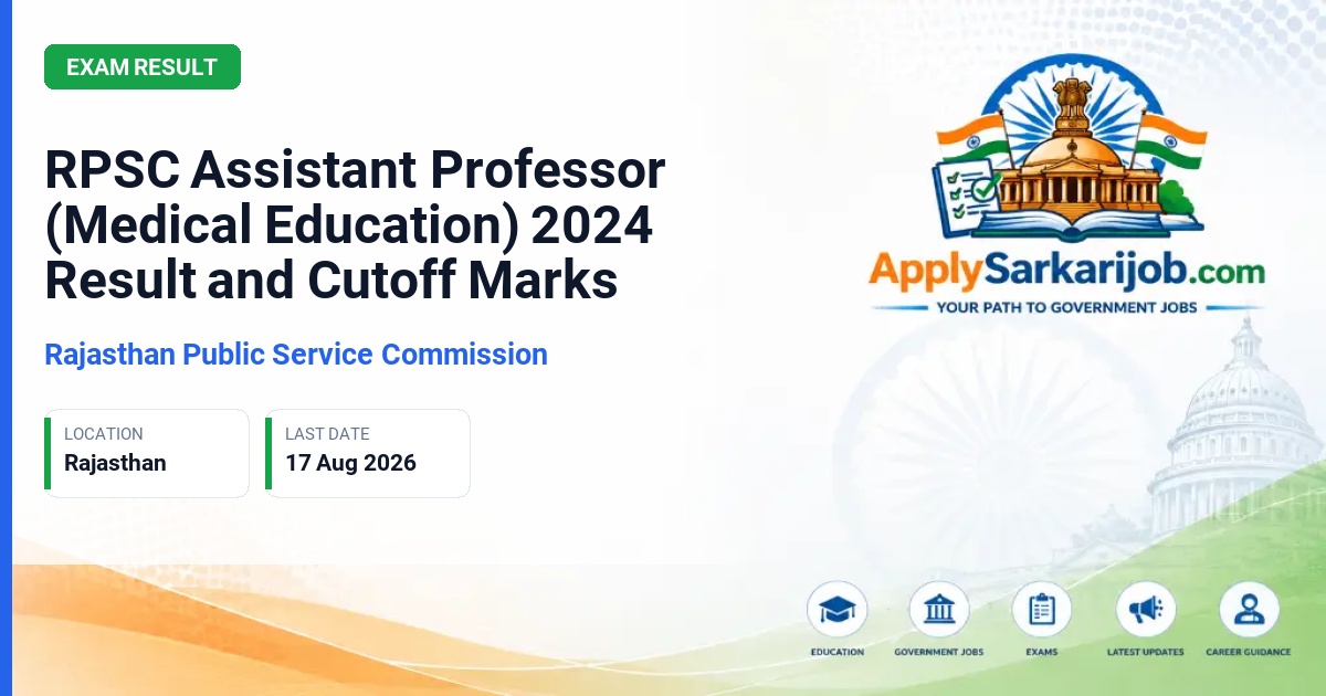 Rajasthan Public Service Commission (RPSC) - Assistant Professor (General Medicine) Official Notification Poster & Schedule